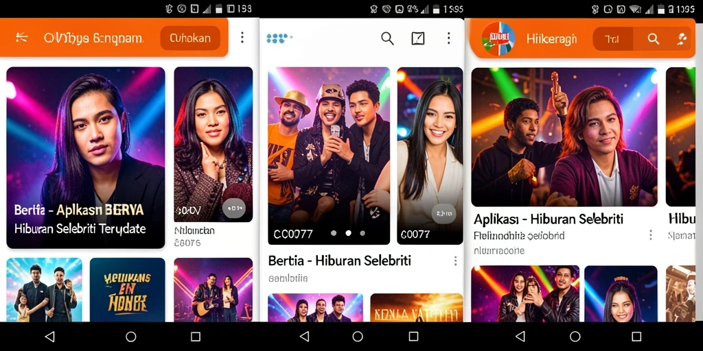 Tampilan antarmuka C0077 menampilkan berita hiburan selebriti terbaru.