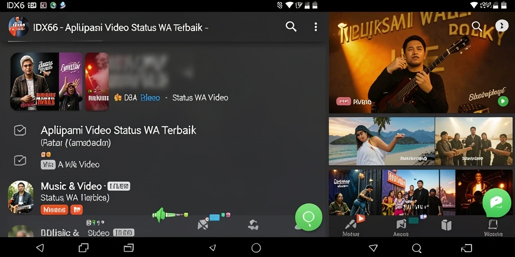 Antarmuka aplikasi IDX66 yang menawan untuk video status WA.