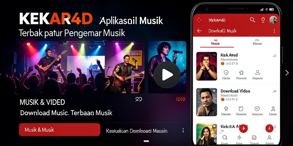 Antarmuka KEKAR4D menampilkan fungsi Download Musik yang intuitif.