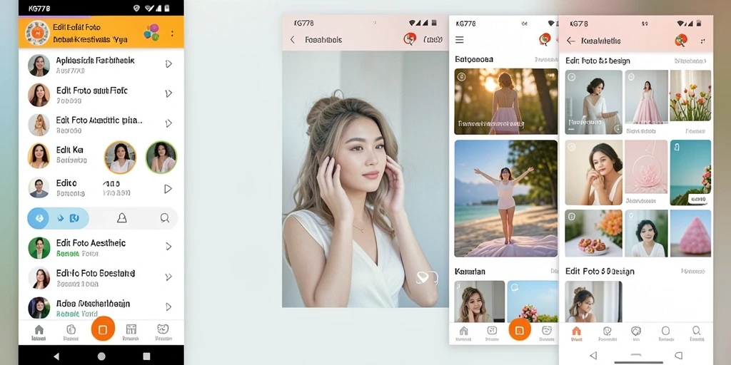 Antarmuka aplikasi KG778 yang menarik untuk Edit Foto Aesthetic.
