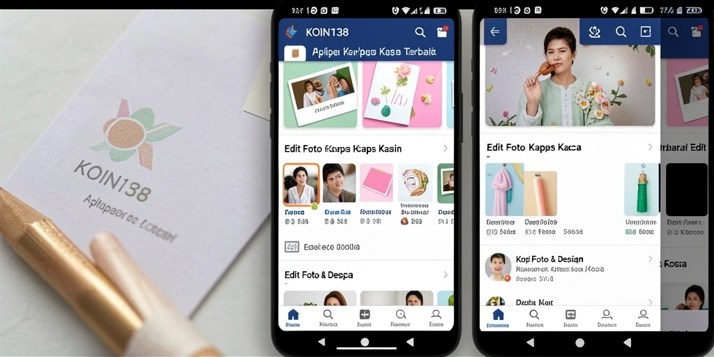 Screenshot utama KOIN138 menunjukkan antarmuka aplikasi yang intuitif dan alat pengeditan foto.